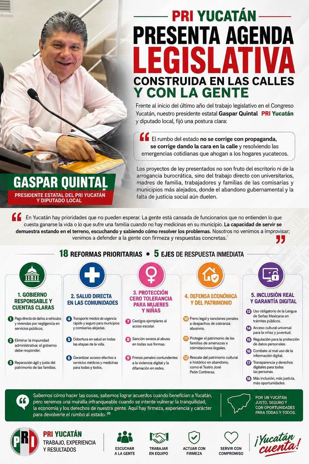 LA AGENDA DEL PRI: SOLUCIONES DE LA CALLE PARA ATENDER LAS NECESIDADES REALES DE YUCATÁN